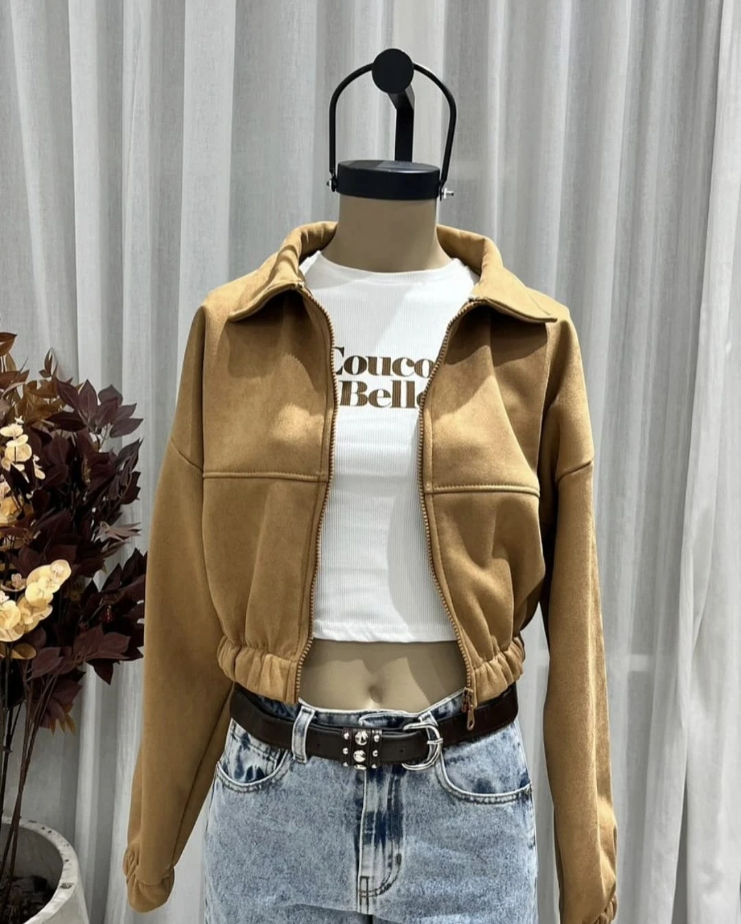 Campera bomber gamuzada - 1